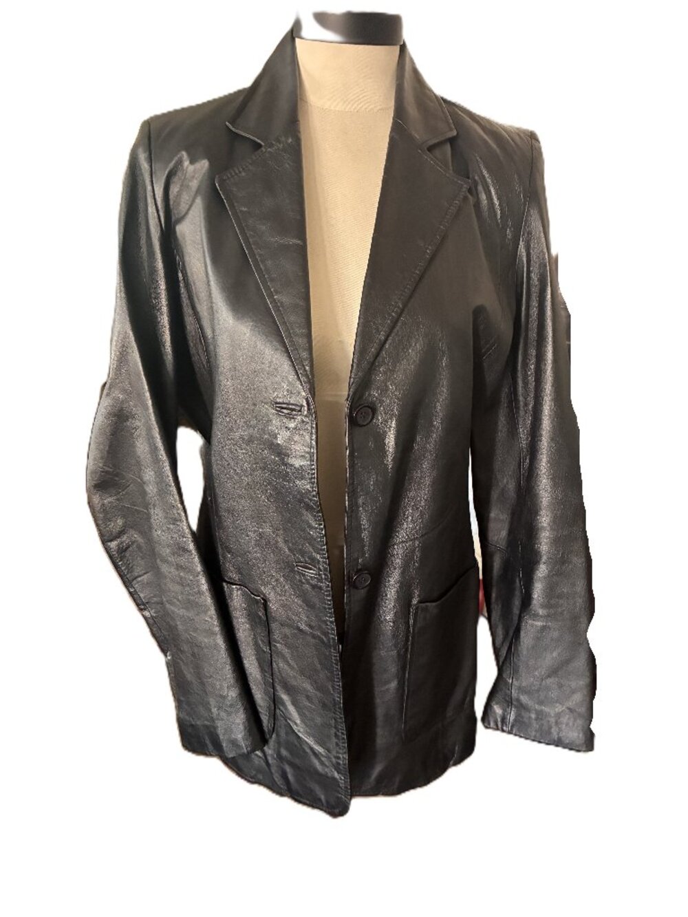 METRO STYLE Black Leather Blazer sz 6T